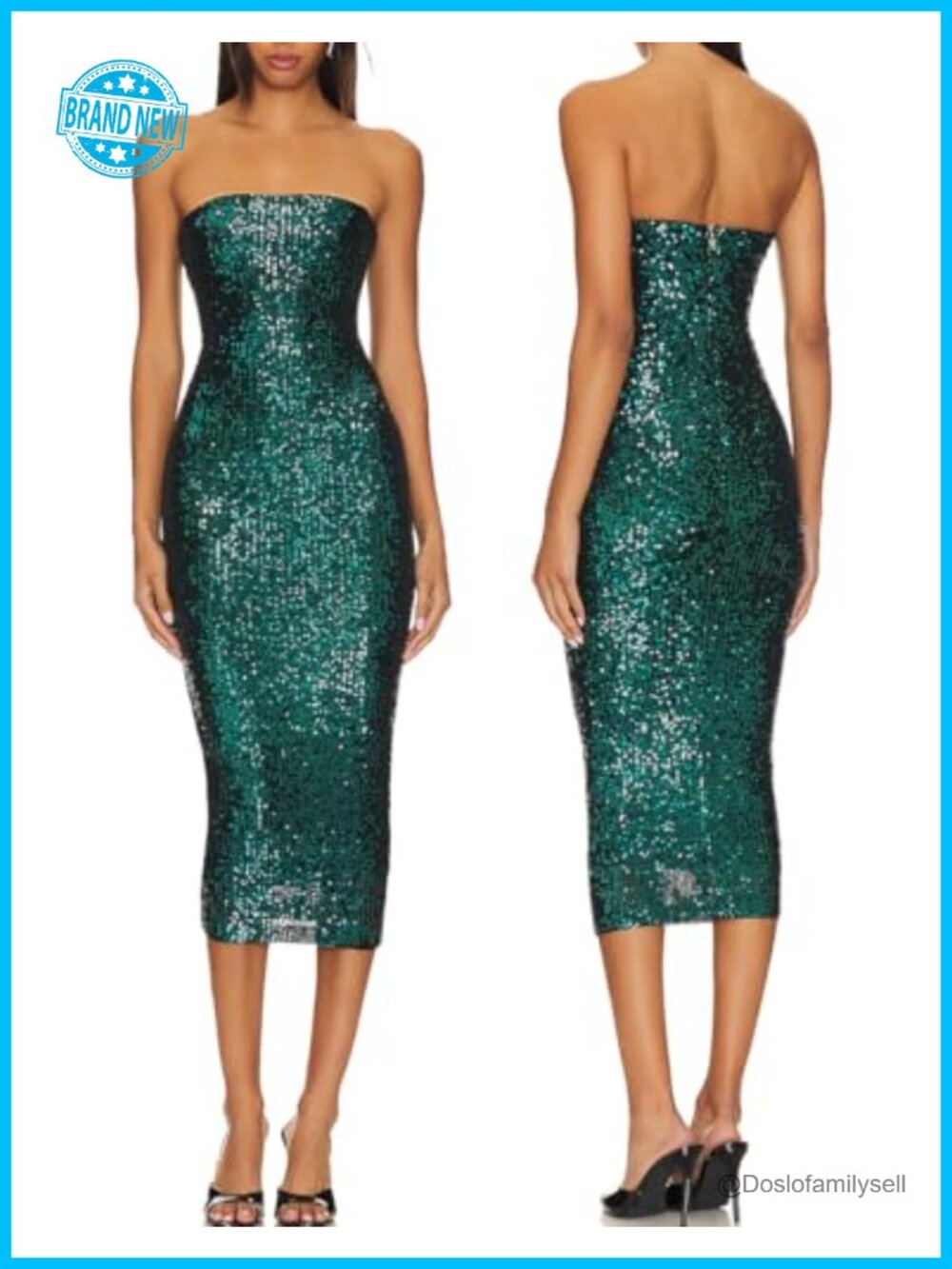 Strapless Sequin Bodycon Midi Dress Sleeveless Club Party Formal